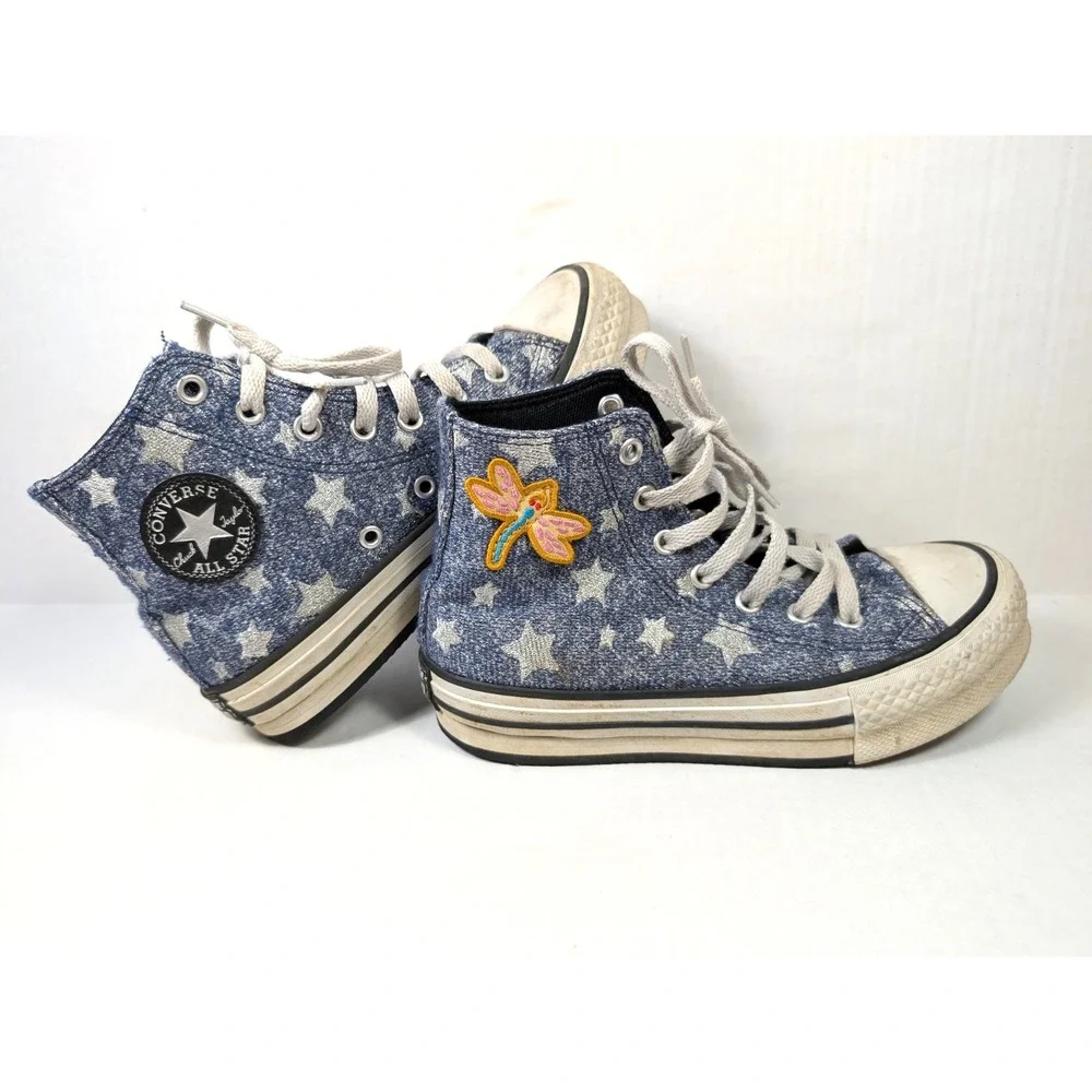 Converse x Laika Coraline Shoes Girls Size 2 Silver Stars Fresh Blueberry Blackb